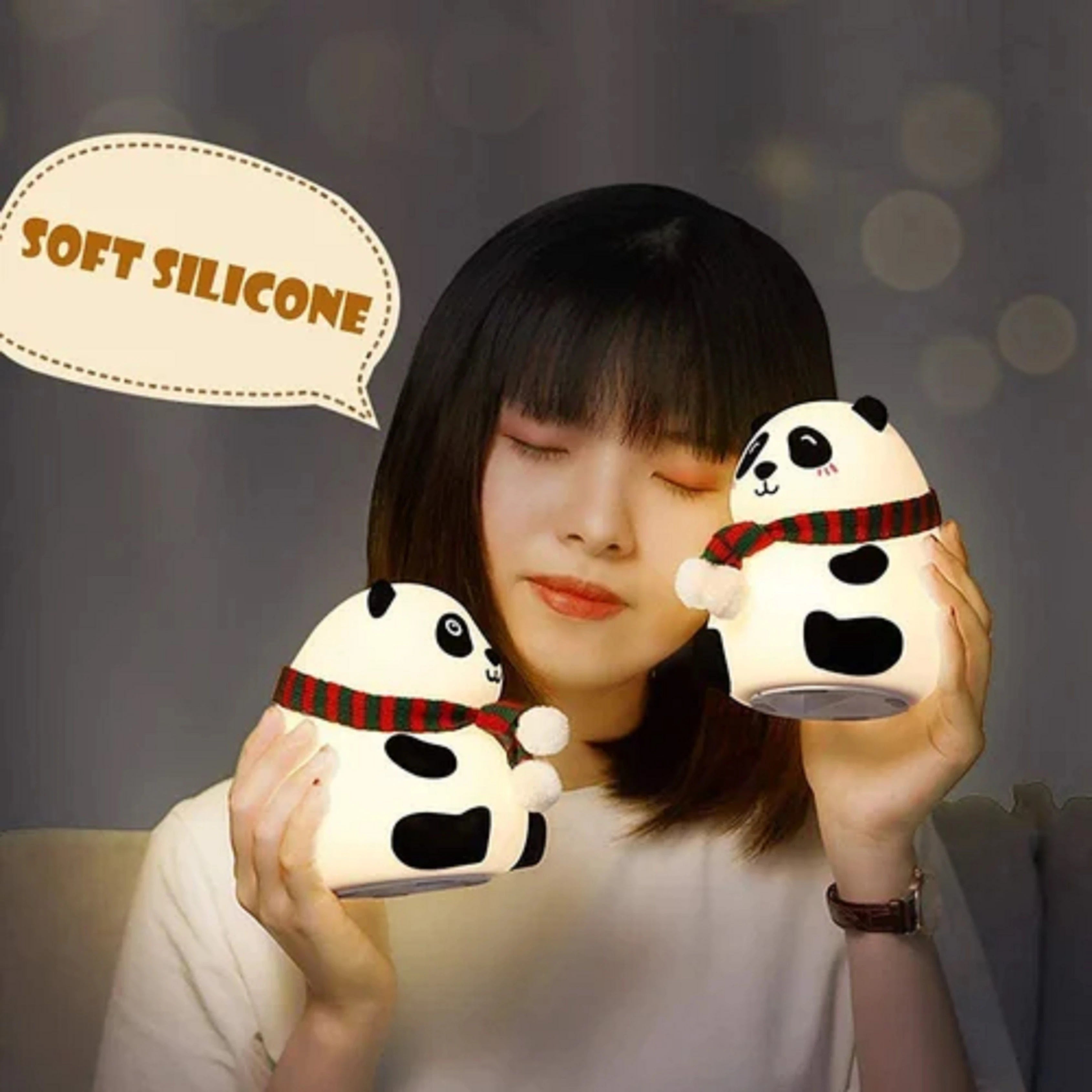 Cute Panda Night Lamp – USB Rechargeable, 7-Color Changing LED Night Light (13.6 cm, White)