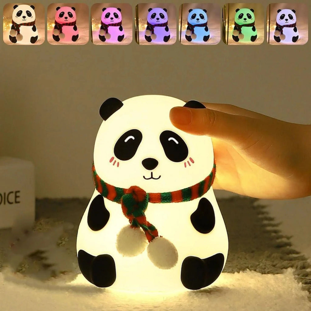Cute Panda Night Lamp – USB Rechargeable, 7-Color Changing LED Night Light (13.6 cm, White)