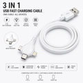 3-in-1 120W Fast Charging Cable 1.2M | USB-C to Lightning, USB-C & Micro USB | Braided Data Cable