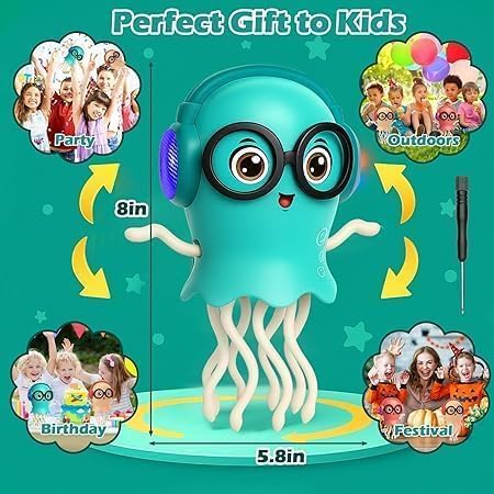 Dancing Jellyfish Toy with Lights, Music & 360° Rotating Tentacles (Multicolor)