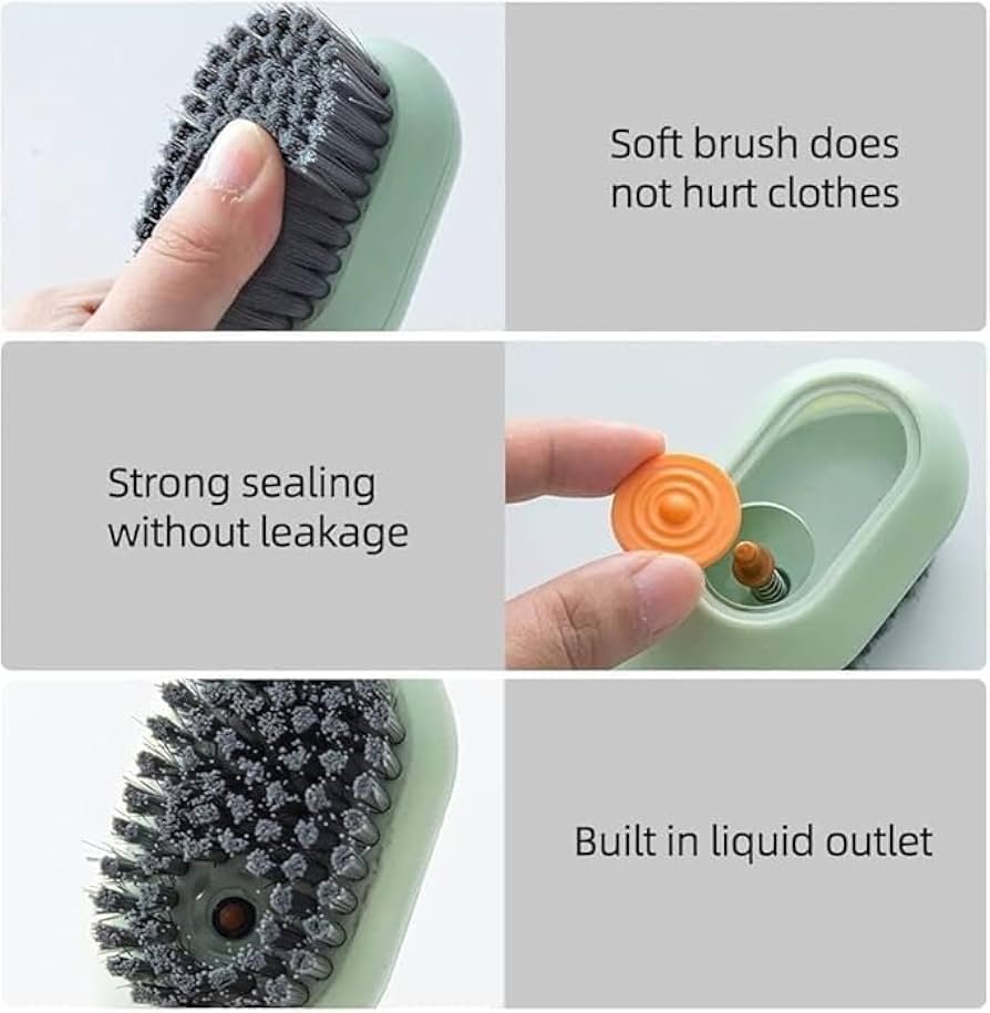 2-in-1 Soap Dispensing Cleaning Brush with Handle – Refillable Scrub Brush