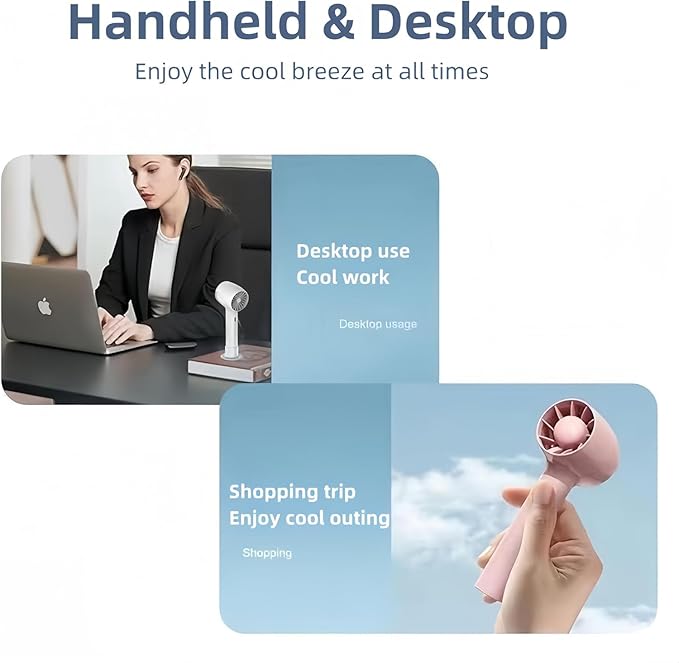 T-10 Handheld Mini Fan | USB Rechargeable Portable Fan with Base
