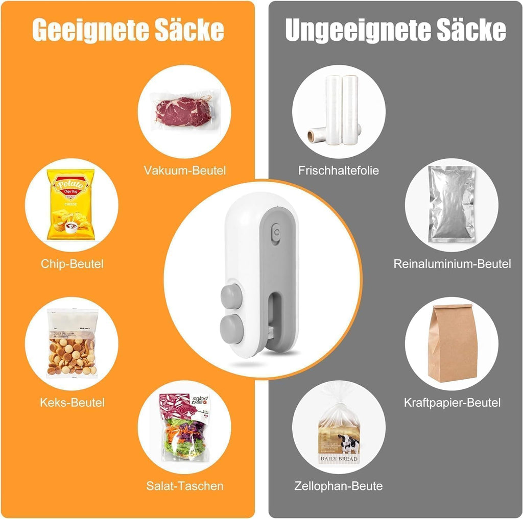 Portable Mini Bag Sealing Machine with Cutter & Magnet – USB Rechargeable