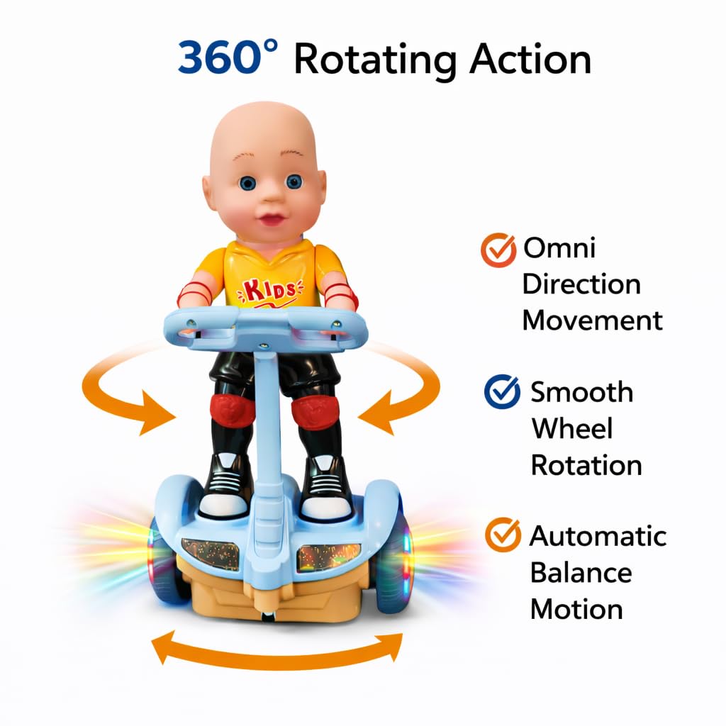 Battery Operated Balance Car Toy for Kids with Light & Music