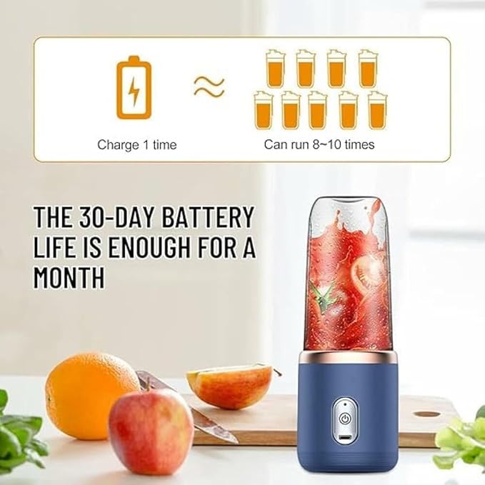 Portable Blender Mixer Grinder – Rechargeable Mini Juicer with 2 × 400ml Jars