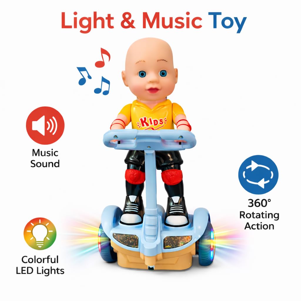 Battery Operated Balance Car Toy for Kids with Light & Music