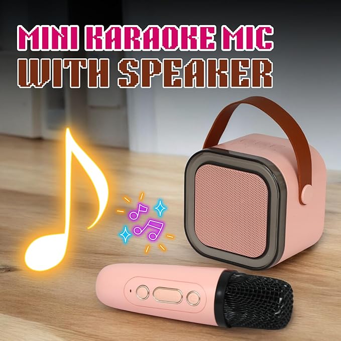 K12 Kids Bluetooth Karaoke Mic & Speaker with LED Lights | Portable Wireless Singing Machine