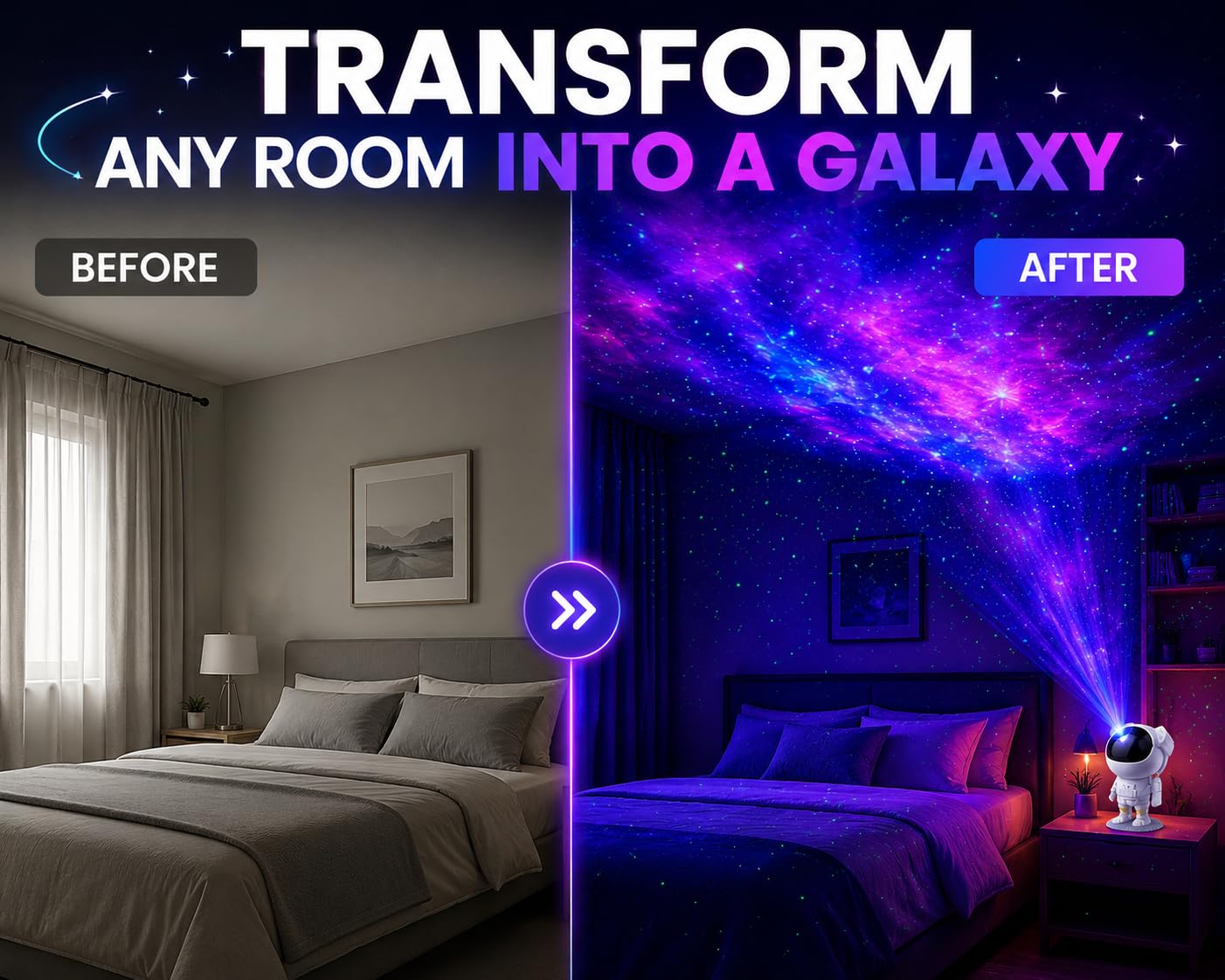 Astronaut Galaxy Projector Night Light – Star & Nebula Projector with Remote Control & Timer