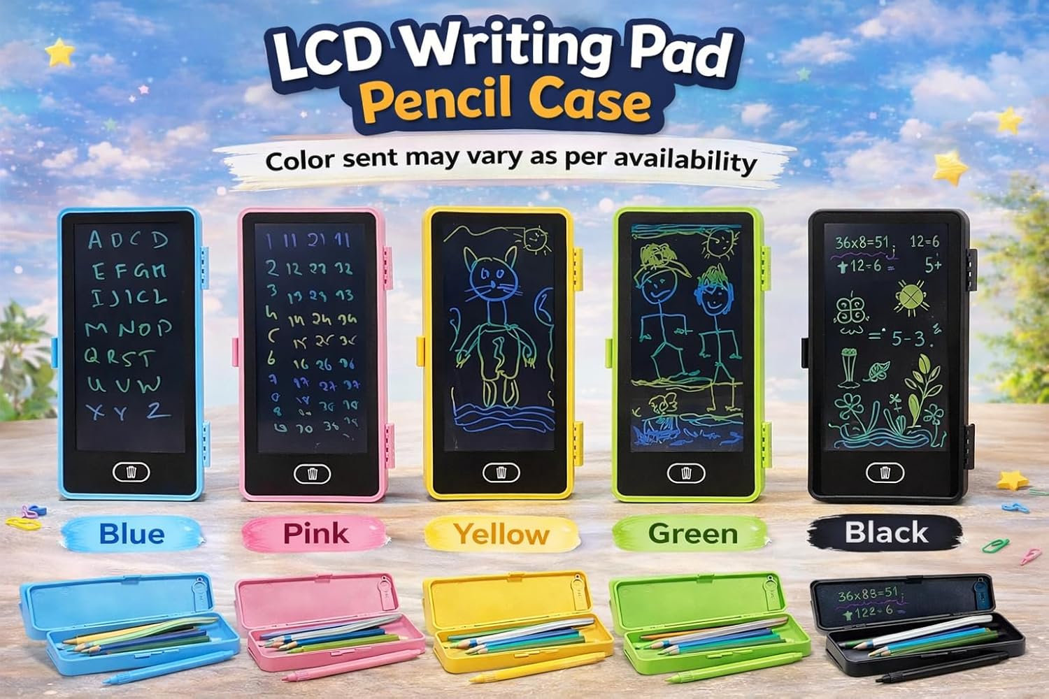 2-in-1 LCD Writing Pad Pencil Box for Kids | Smart Pencil Case with Drawing Tablet