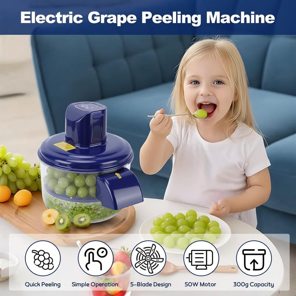 Automatic Electric Fruit & Vegetable Peeler – Rechargeable High-Speed Peeling Machine for Grapes, Garlic, Tomatoes & Small Produce