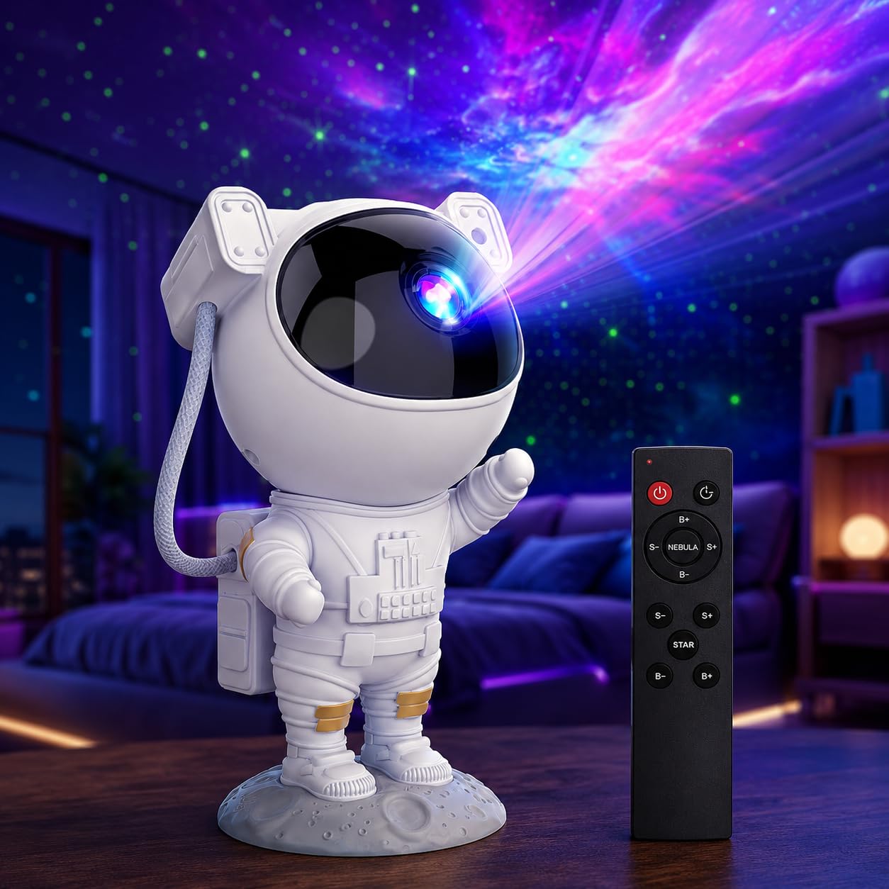 Astronaut Galaxy Projector Night Light – Star & Nebula Projector with Remote Control & Timer