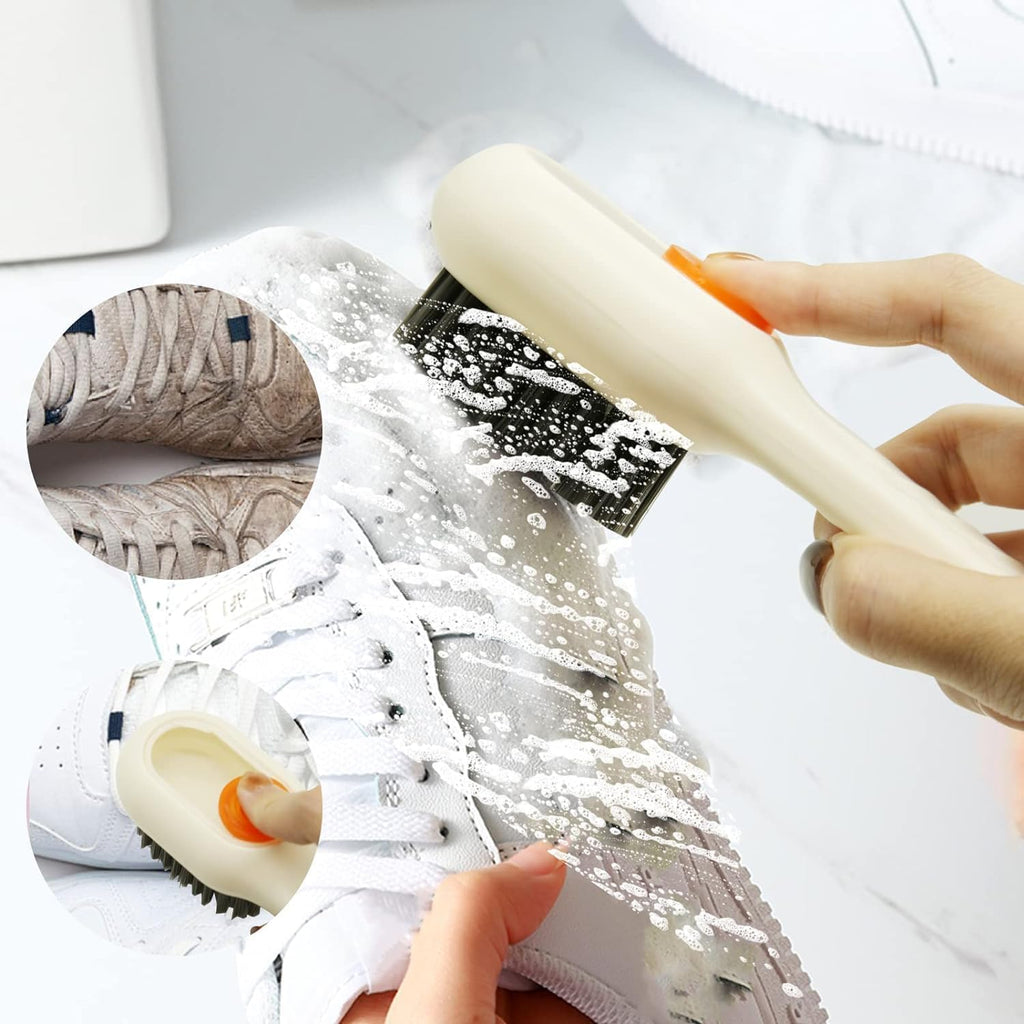 2-in-1 Soap Dispensing Cleaning Brush with Handle – Refillable Scrub Brush