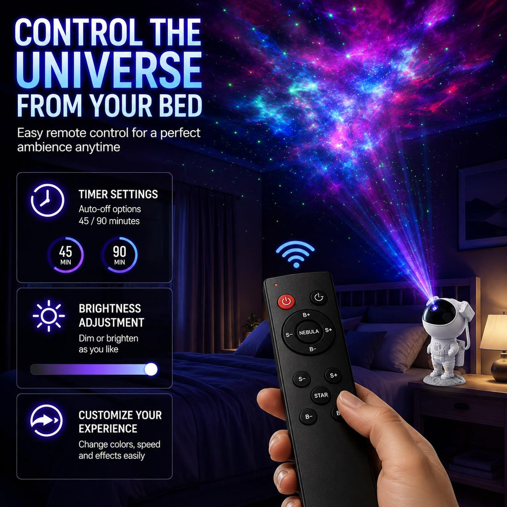 Astronaut Galaxy Projector Night Light – Star & Nebula Projector with Remote Control & Timer