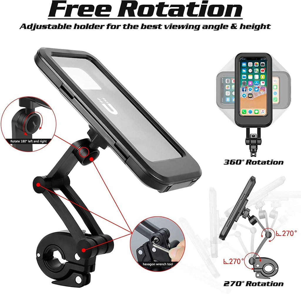 Waterproof Mobile Bike Holder – 360° Adjustable Handlebar Phone Mount