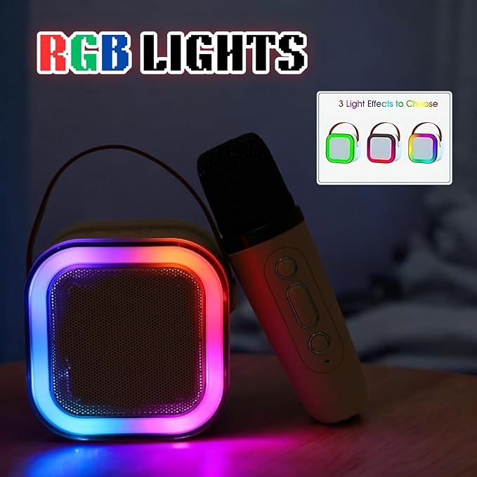 K12 Kids Bluetooth Karaoke Mic & Speaker with LED Lights | Portable Wireless Singing Machine