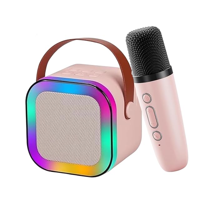 K12 Kids Bluetooth Karaoke Mic & Speaker with LED Lights | Portable Wireless Singing Machine