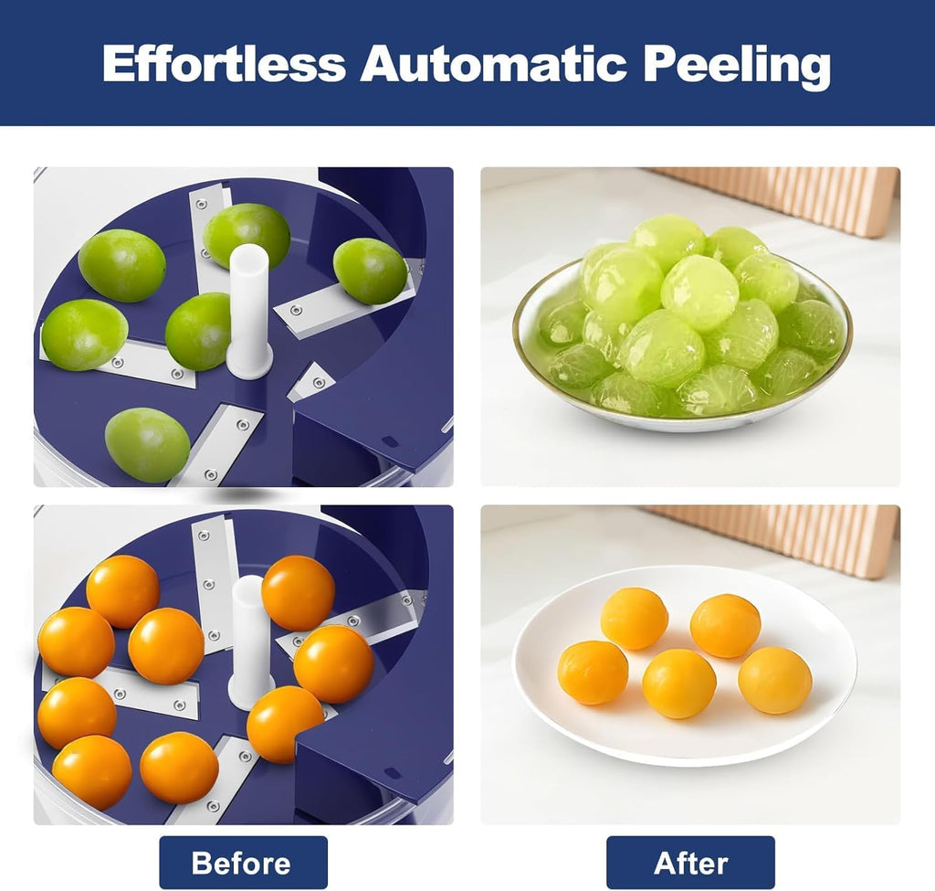 Automatic Electric Fruit & Vegetable Peeler – Rechargeable High-Speed Peeling Machine for Grapes, Garlic, Tomatoes & Small Produce