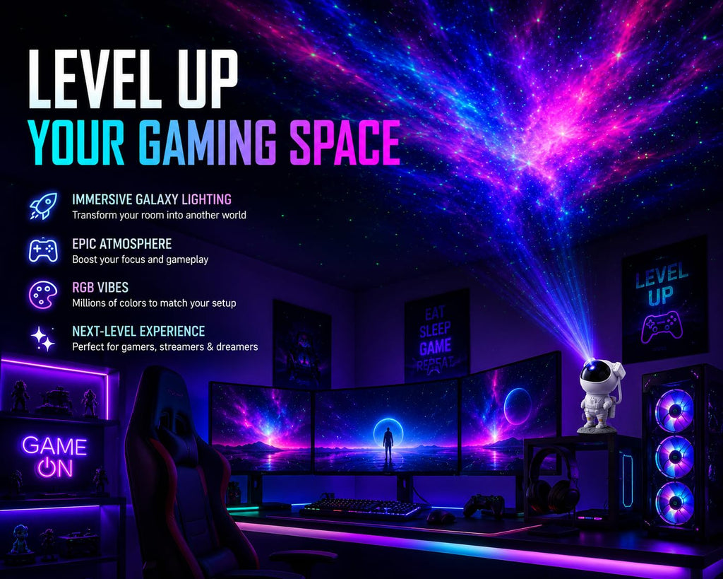 Astronaut Galaxy Projector Night Light – Star & Nebula Projector with Remote Control & Timer