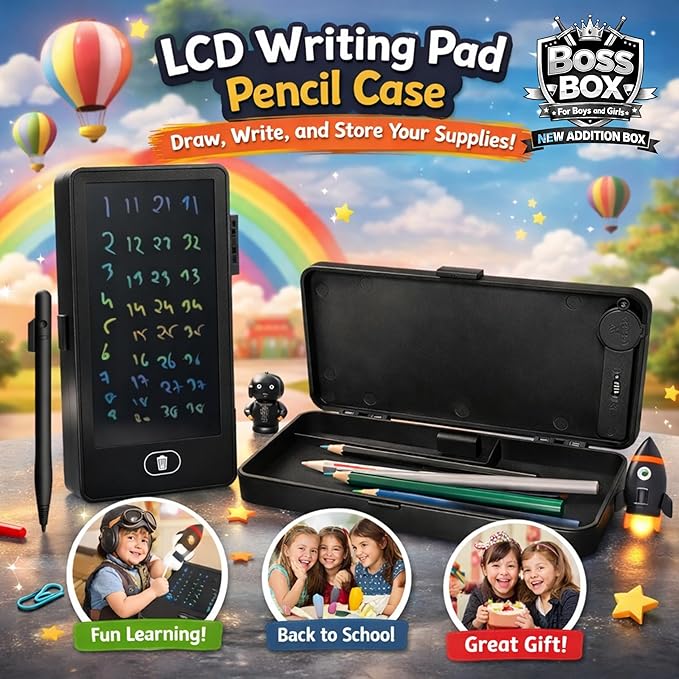 2-in-1 LCD Writing Pad Pencil Box for Kids | Smart Pencil Case with Drawing Tablet