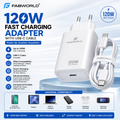 FABWORLD 120W Fast Charging Adapter with USB-C Cable | High-Speed Wall Charger